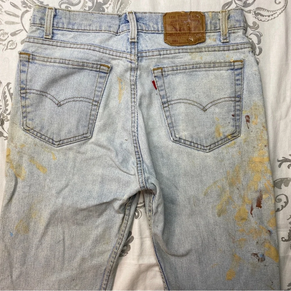 Vintage Levis Blank Tab 505xx 34X30 Measured (32X28 )Thrashed Paint Jeans USA‎